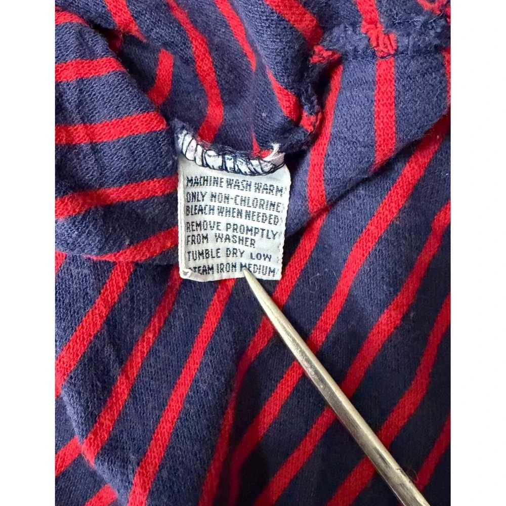 Polo Ralph Lauren Mens Large Navy Red Striped Short Sleeve Pique Polo Shirt L